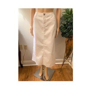 C J Banks Premier Midi White Denim Skirt - Size 10